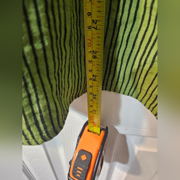 Ali Miles Green Striped Rayon 3/4 Sleeve Art To Wear Button Up - Picture 5 of 6